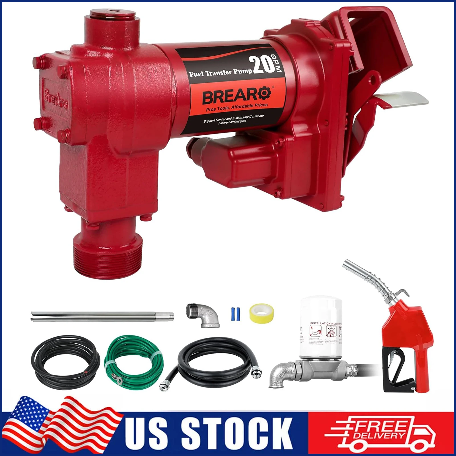 Bomba de transferencia de combustible Bomba de combustible de alto flujo de 12 voltios 20 GPM con paquete de filtro premium Bomba de transferencia diésel resistente de gas de hierro fundido