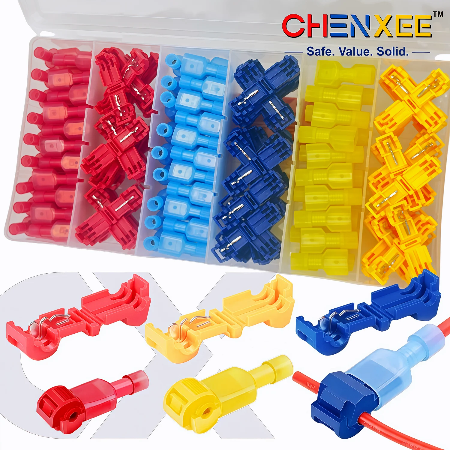 T-Tap Kabelverbinder, Schnellverbinder, T-Tap Selbstabisolierende Kabelklemmen mit Nylon, Vollständig Isolierte Stecker-Schnellverbinder-Set