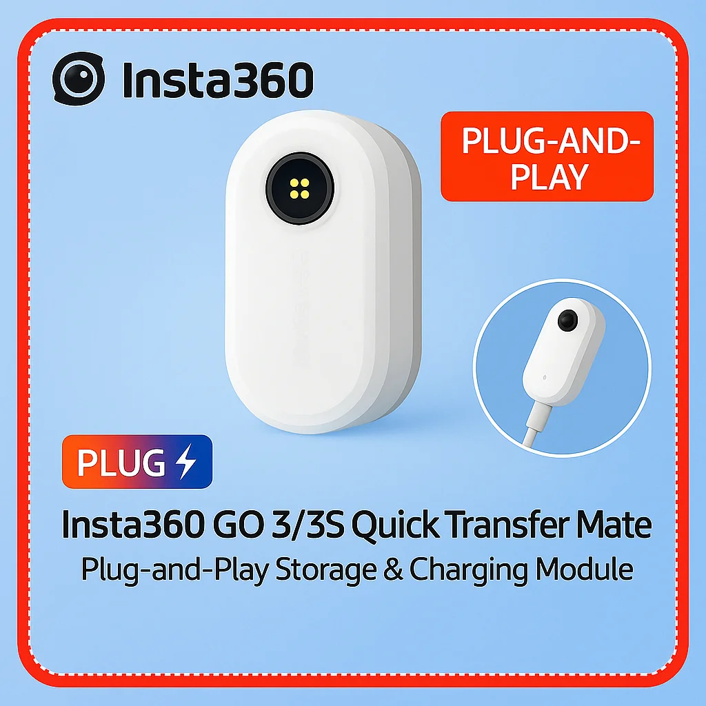 

Быстрый считыватель для Insta360 GO 3/GO 3S | USB-C и Lightning Dual Port | Зарядка Plug-and-Play + адаптер для передачи файлов