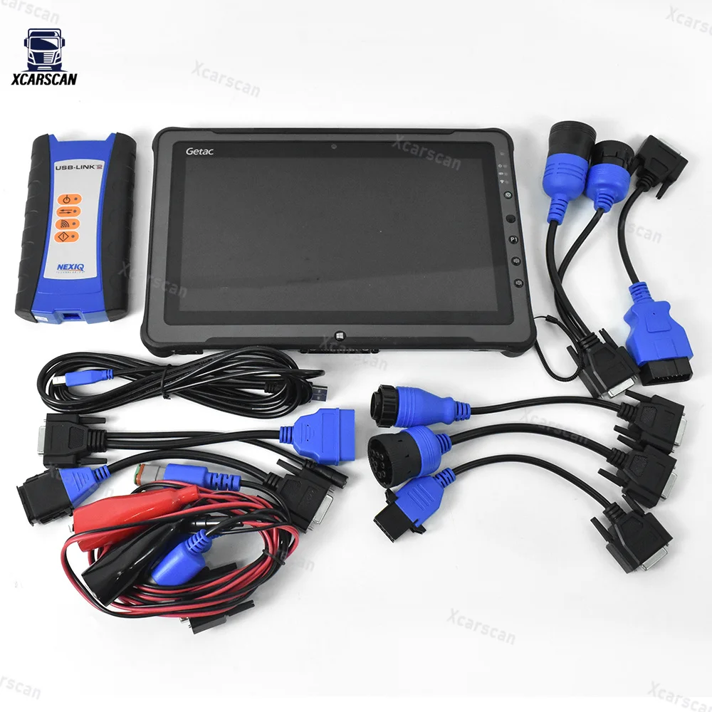 جهاز لوحي Getac F110 مع وصلة بيانات USB nexiq 2 125032 أداة تشخيص الشاحنة العالمية لتشخيص الشاحنة الثقيلة