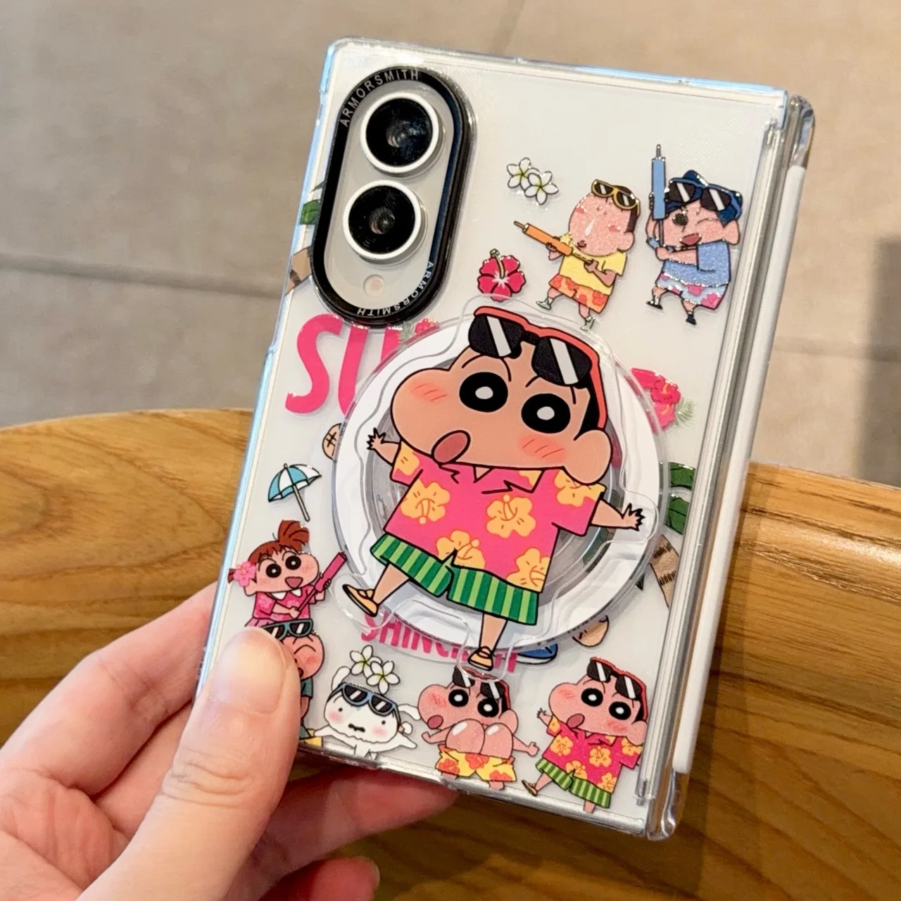 Zabawne etui magnetyczne na telefon Crayon Shin-chan do Samsung Galaxy Z Fold 8 Ultra Fold 7 Fold 8 Fold 7 z podstawką Magsafe i łańcuszkiem — zdjęcie produktu 3