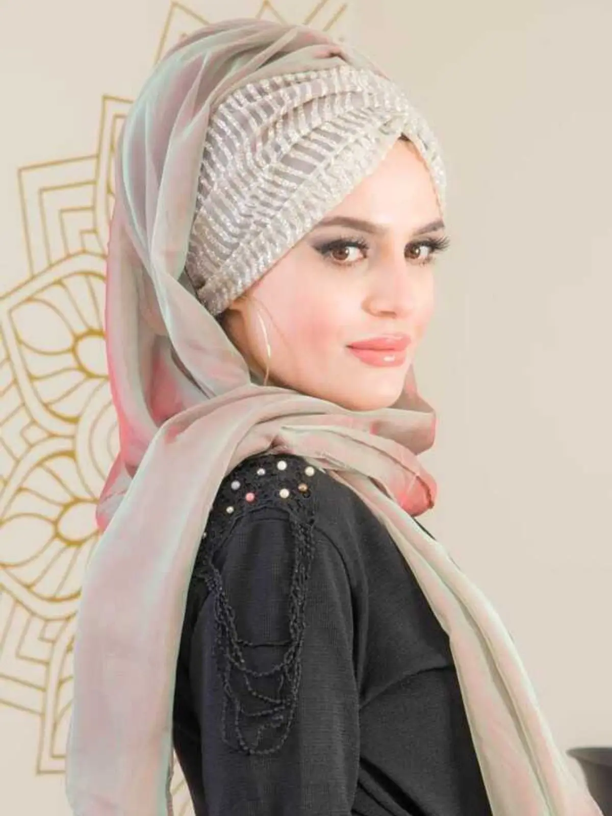 Glitter Shawl for Evening Dress, Muslim Fashion Stylish Woman Clothing Hijab Scarf Turban Bonnet Turkey Dubai Arabic  Indian