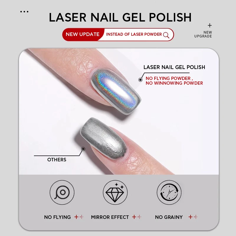 3ml/8ml High Density Sparkle Laser Zaubers piegel Silber Fein metallic Gel Nail Art Malerei Futter Haken Maniküre UV Puder politur