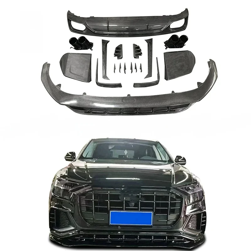 Nieuwe 2018-2022 Audi Q8 SQ8 Bodykits ABT Style Carbon Fiber voorbumper diffuser achterlip splitter auto exterieur onderdelen - afbeelding 2