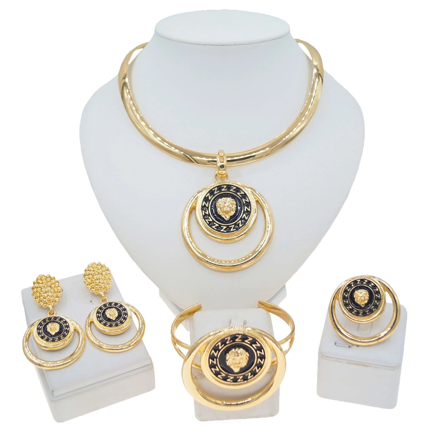 Jewelry Set Women Pendant Lion Fashion Necklace and Lion Bracelet Dubai Original Gold Plated Jewelry Women Necklace Set