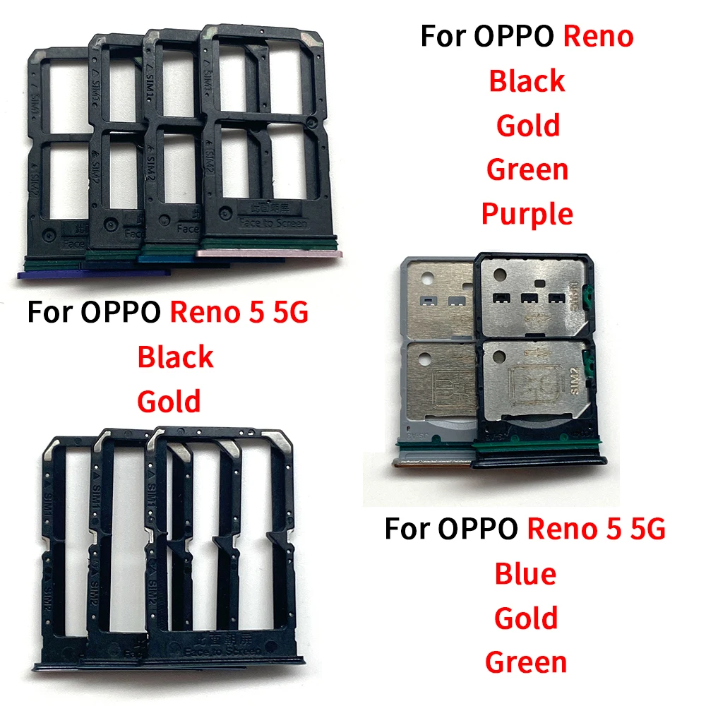 10PCS Dual Card Sim Card Holder For OPPO Reno 2F 2Z 5 5G 8T SIM Card Tray Slot Holder Adapter Socket Repair Parts