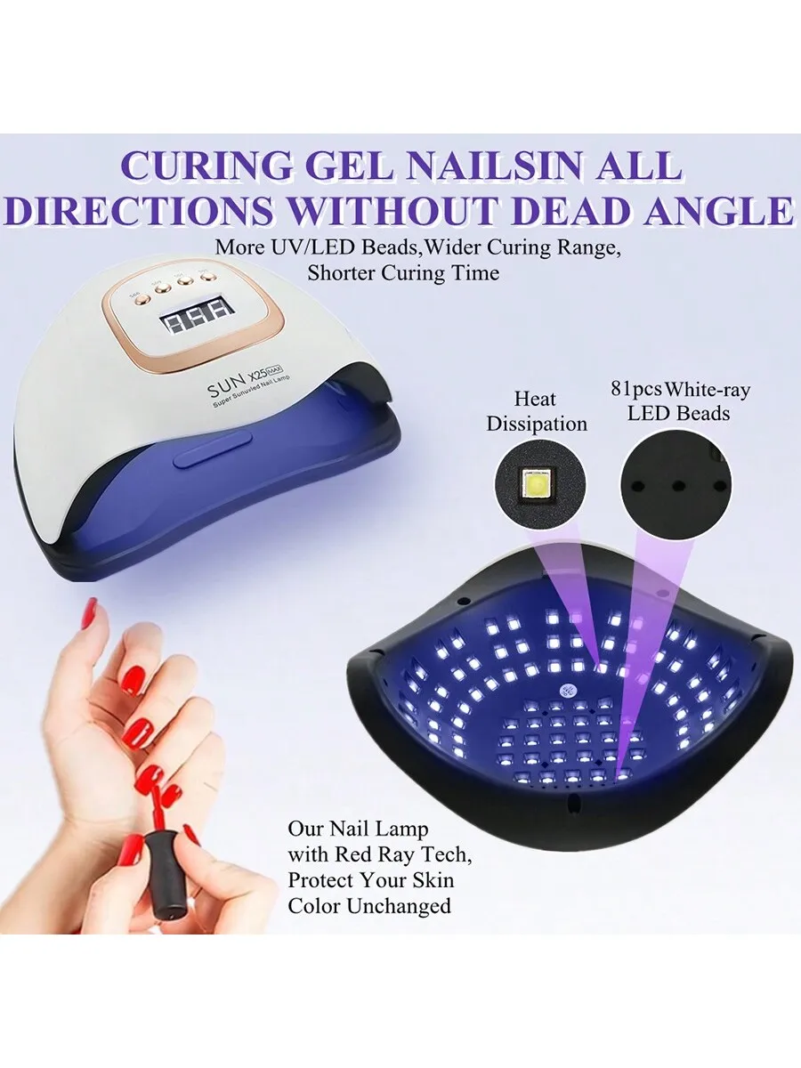 المهنية الأشعة فوق البنفسجية LED مسمار مصباح للأظافر هلام البولندية علاج سريع مجفف تجفيف مصابيح الضوء مع 81 المصابيح 4 إعداد الموقت