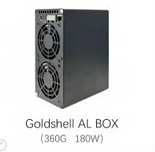 AL-BOX from Goldshell mining Blake3 algorithm with a maximum hashrate of 360Gh/s for a power consumption of 180W.