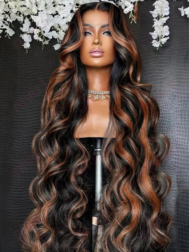 

Linktowig 250% Highlight Wigs Human Hair Body Wave 13x6 HD Lace Frontal Wig 1B/30 Ombre Colored Water Wave 13x7 Lace Front Wig