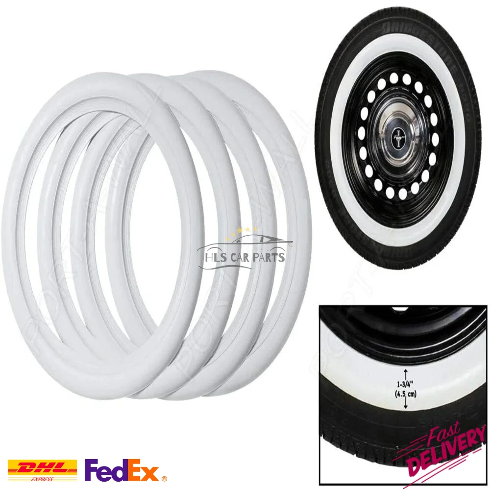 

For Atlas Tire Side 10 ''12'' 13 ''14'' 15 ''16'' 17 ''Rim White Wall Topper 4 Piece Set Auto Car Rubber Ring