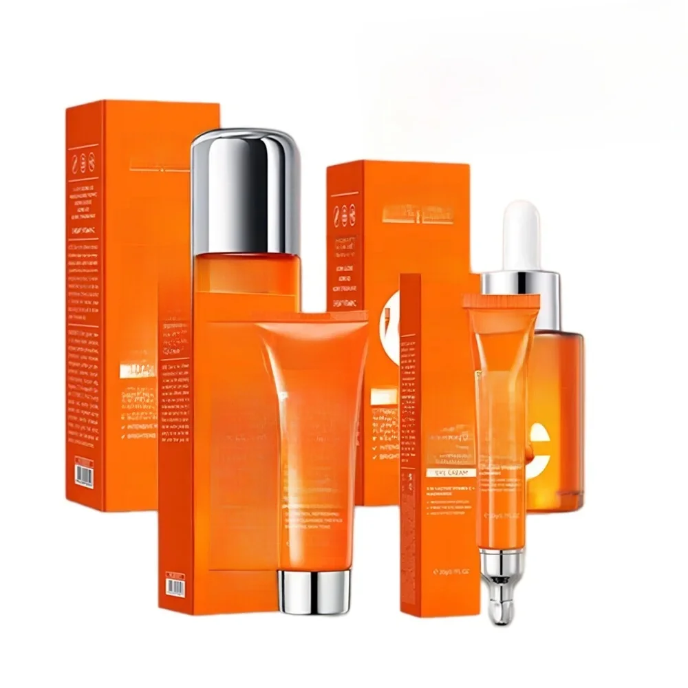 5xvitamine C éclaircissant sérum pour le visage, lotion, crème pour les yeux, nettoyant pour le visage blanchissant hydratant réparation sérum terne soins de la peau du visage