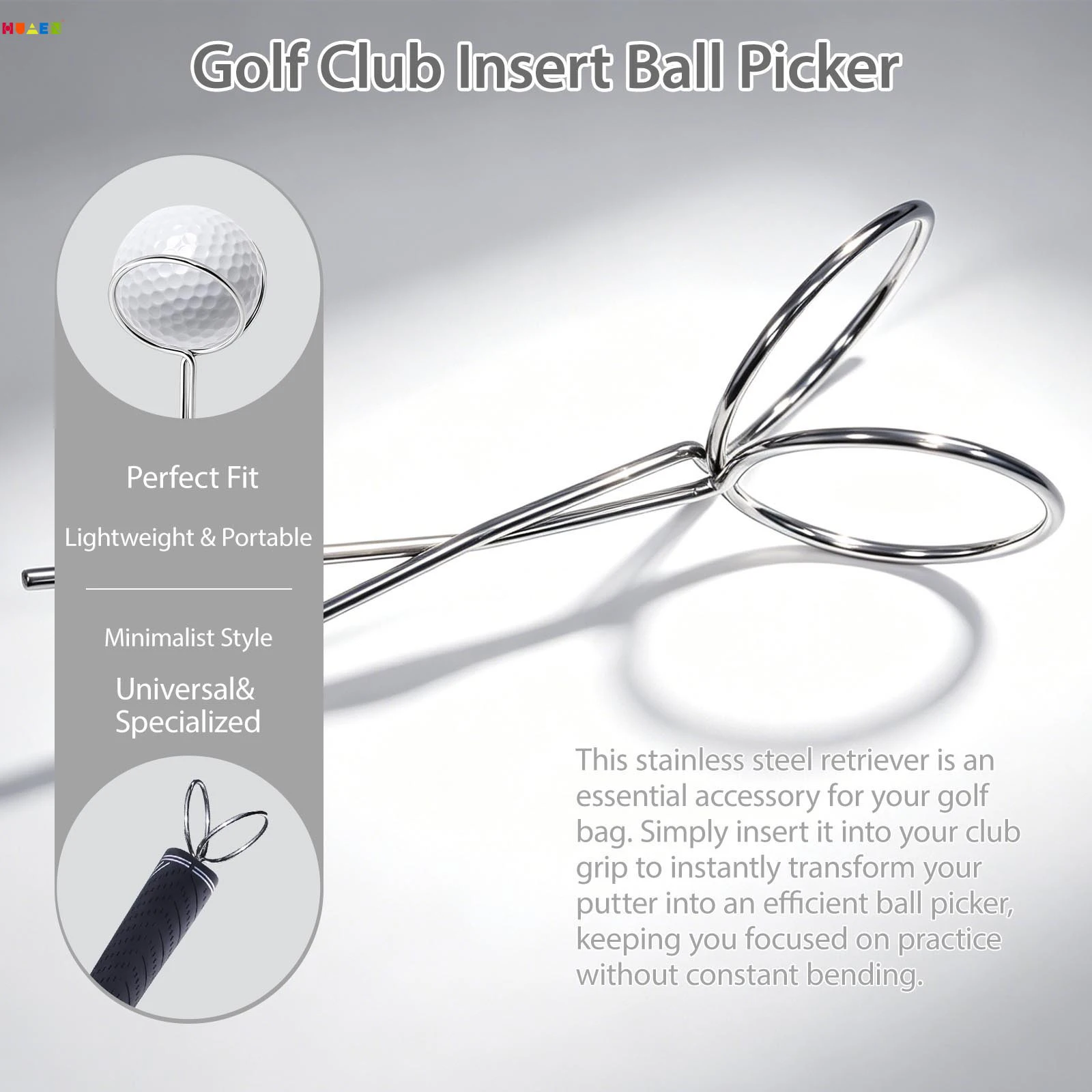 Golf Ball Retriever Tool Clamp Golfing Practice Accessories Practical Training Stainless Steel Backyard Catcher Pickup Tool