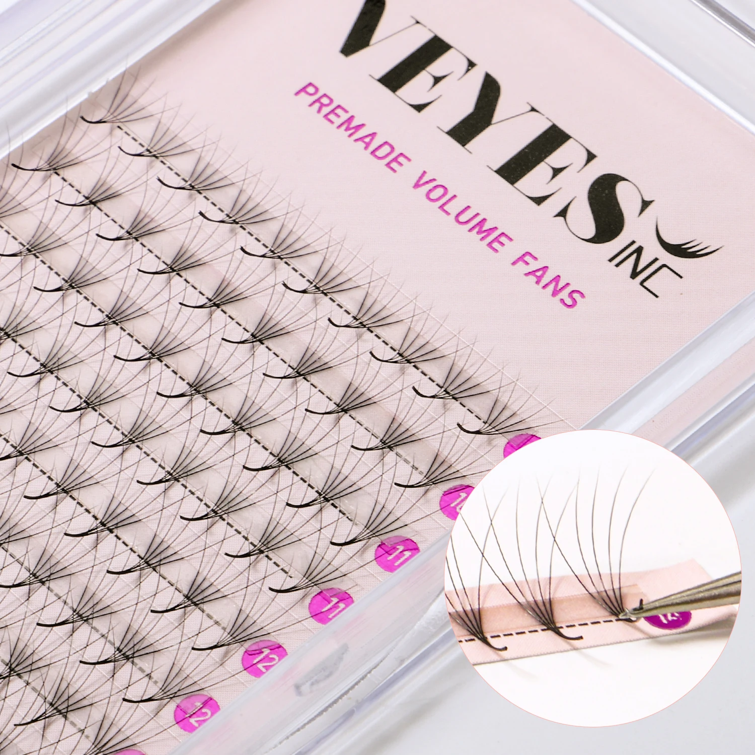 Veyes Inc Premade Fan Lashes Eyelash Extensions Veyelash Sharp Narrow Slim Thin Pointy Base Russian Volume Fans 5D 7D 10D Lashes