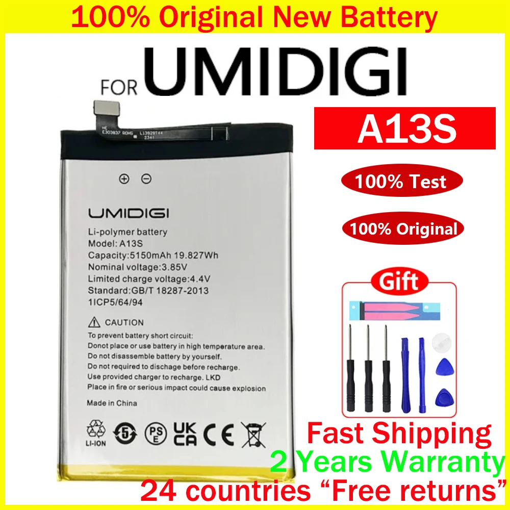 

100% Genuine Original 5150mAh UMIDIGI A13S Battery For UMI Umidigi A13 / A13 Pro A13S F3 F3S F3SE Replacement Phone Batteries