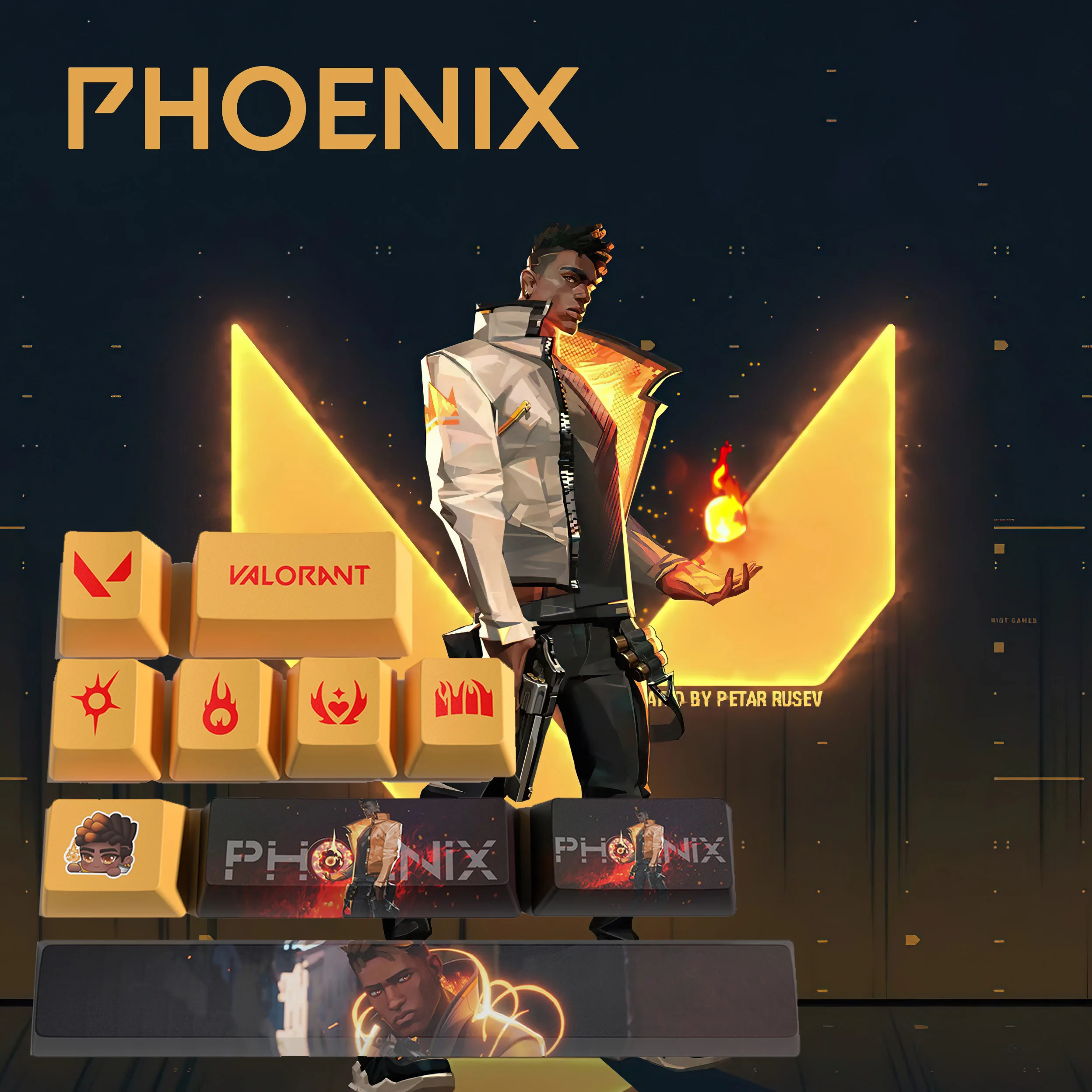 Valorant Keycaps Phoenix Keycaps OEM Profile 10 teclas PBT Dye Sub Keycaps