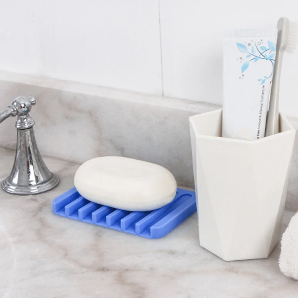 Silicone Soap Dish Storage Holder Soap Box Plate Tray Shower Soap Holder Draining Kitchen Sink Sponge Holder Bathroom Accessorie