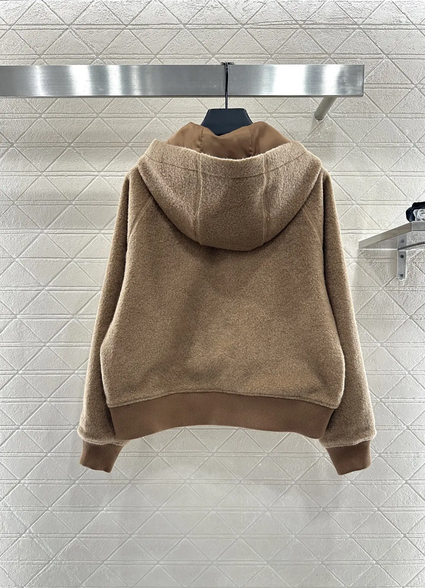 

2025 New Product Launch Niche Design autumn and Winter Hooded Drawstring Lamb Wool Zipper Jacket 19
