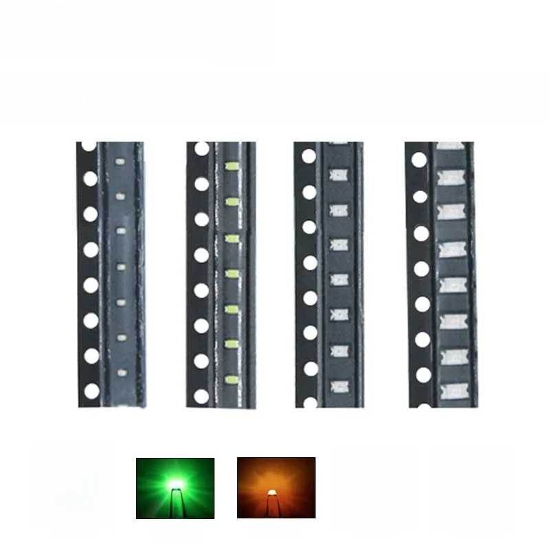 100szt 0402 0603 0805 1206 smd led Czerwony Żółty Zielony Biały Niebieski Pomarańczowy dioda elektroluminescencyjna Water Clear LED Light Diode Set — zdjęcie 2