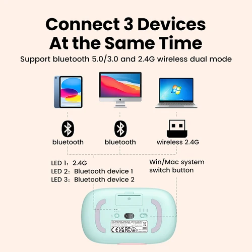 Imagen 2 del producto Ratón inalámbrico UGREEN Bluetooth 5,0 3,0 2,4G ratón recargable 4000 DPI ratón Bluetooth de carga para MacBook iPad tableta portátil