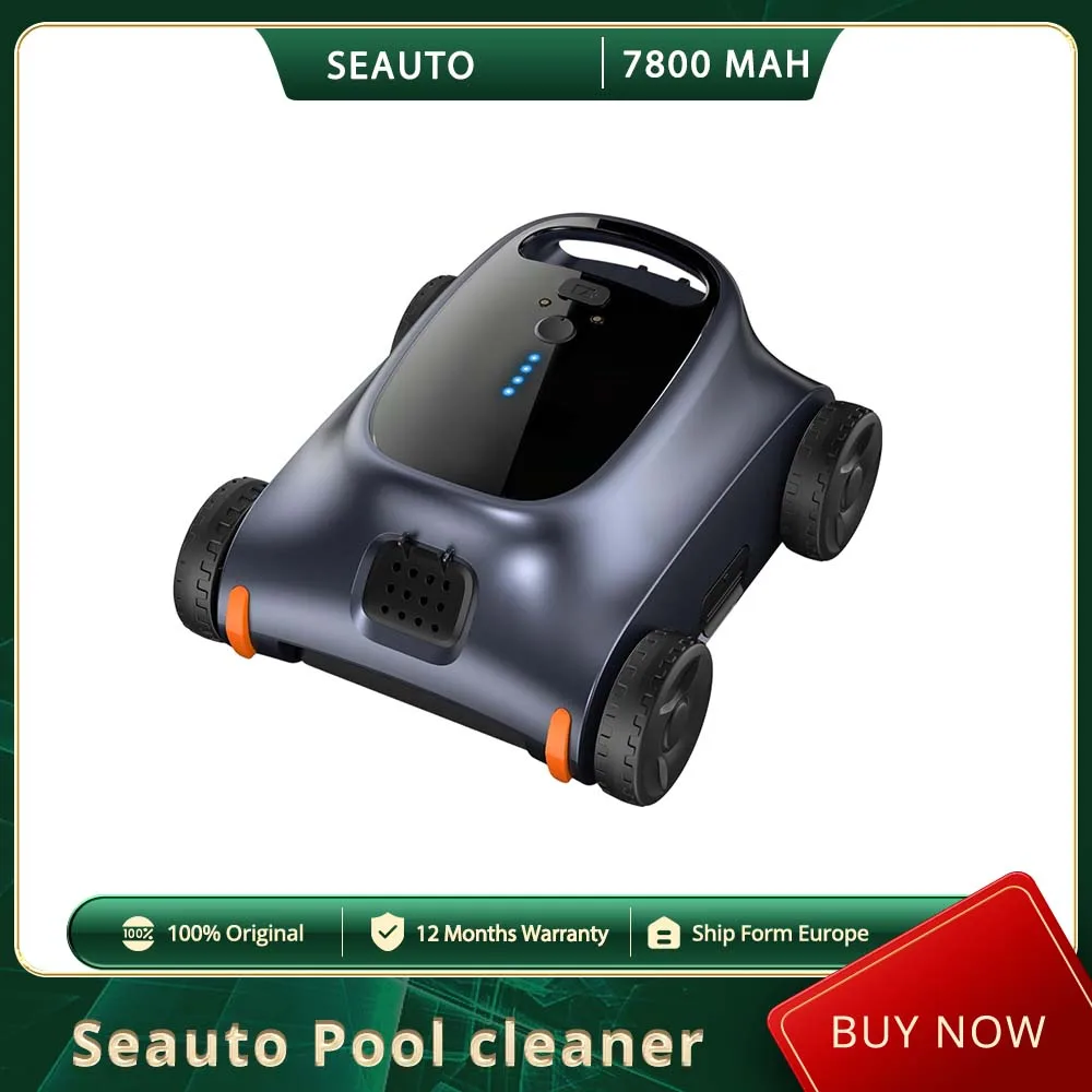 Seauto Sat 10 Robotic Pool Cleaner, 7800mAh, 180Mins Runtime, IP68, 0.5-3m Depth, for Above Ground Pools up to 150m²
