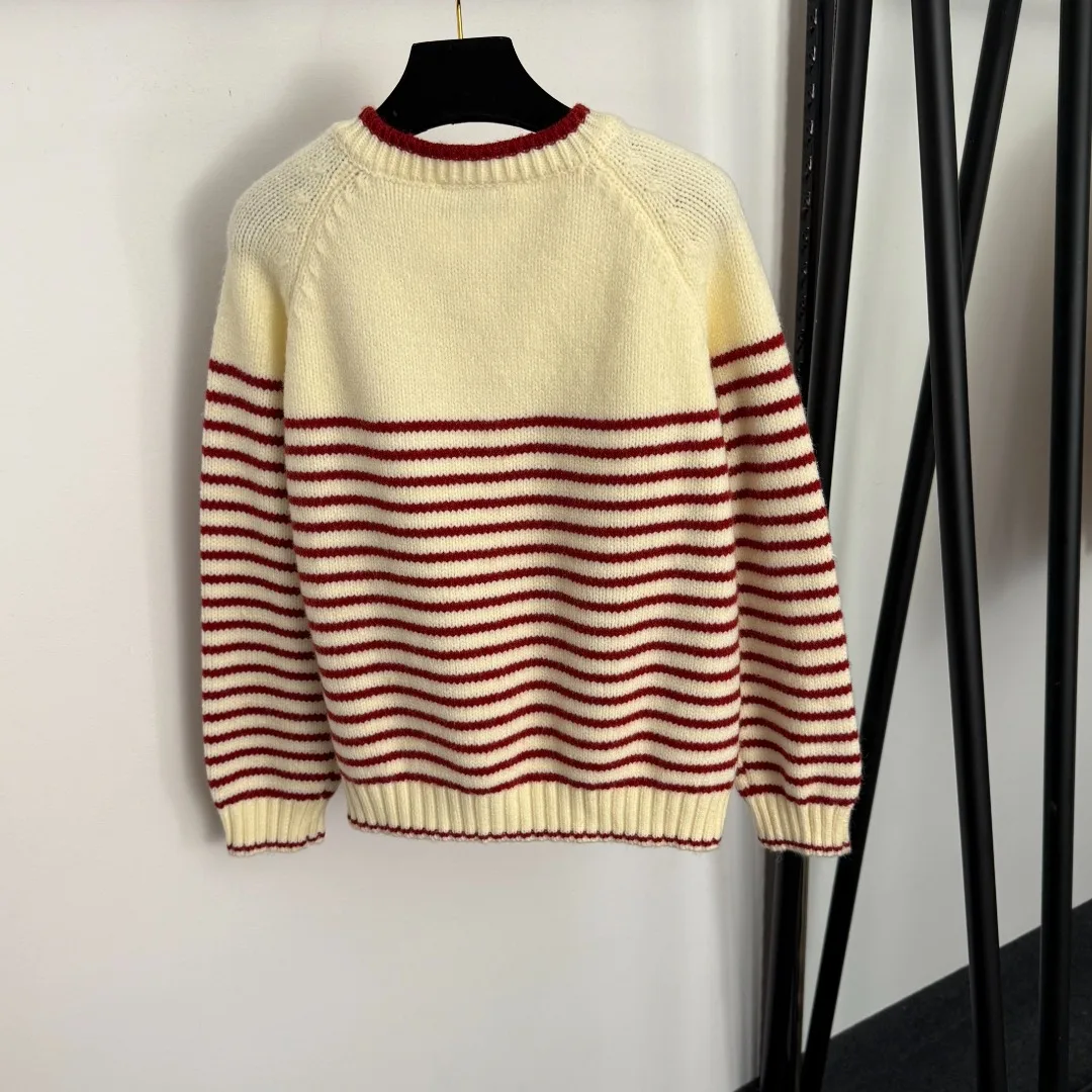 

25 Autumn/Winter New Striped Cardigan Sweater Women's Trendy Leisure High Quality Knitted Sweater Casual College Style