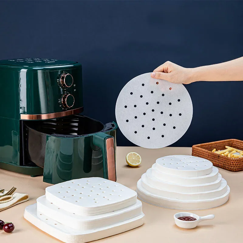 Nouveau papier spécial pour friteuse à Air, pour la cuisson des aliments de cuisine, papier à huile en Silicone Double face antiadhésif, tapis de cuisson à vapeur