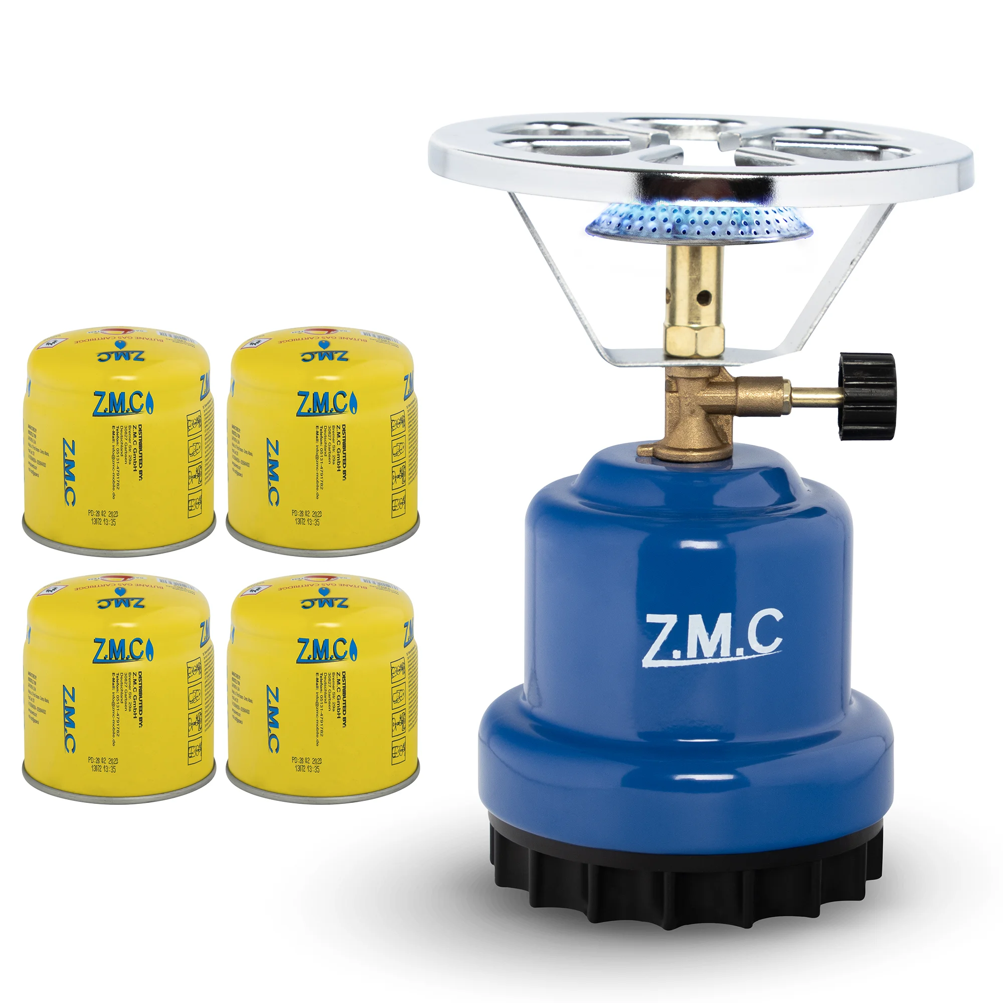 ZMC Campingkocher 1110W inklusive 4x Gaskartuschen 190g, tragbarer Gaskocher & Kohleanzünder, Kartuschenkocher für Stechkartuschen, ideal für Camping, Reisen & Outdoor Normaler Preis
