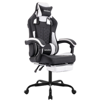 Gaming Chair with Footrest, Adjustable Headrest, Lumbar Support, Height Adjustable, Racing Style for Home Office & Gaming, Black
