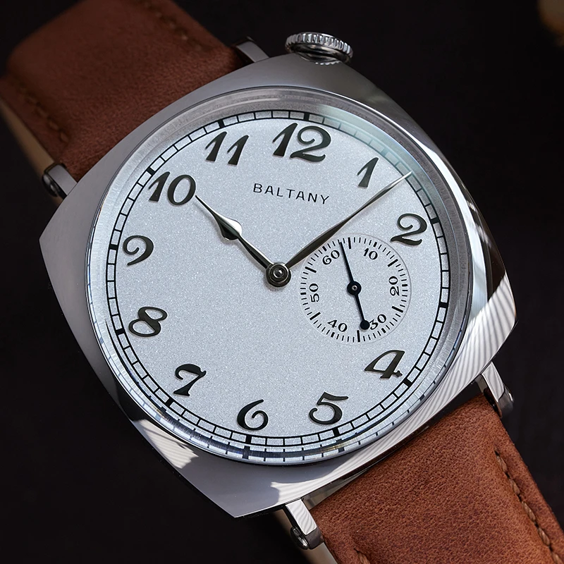 Baltany Men\'s Automatic Mechanical Wristwatch Waterproof 5Bar Leather Luxury Retro Classic Square Case 38mm Watch VC 1921 Homage