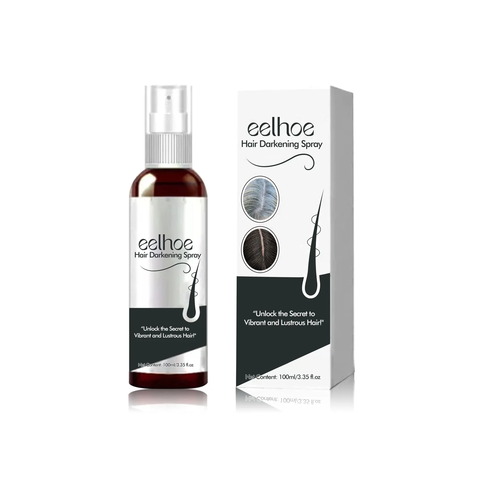 EELHOE Black Hair Spray Dye White to Black Serum Anti Gray Cover White Hair Remover Spray Scalp Nourishing Darkening Hair Spray