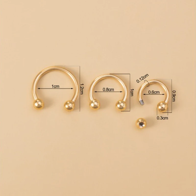 3pcs/set Nose Ring Stainless Steel Fashion Punk Perfect Piercing Septum Ring For Women Men Body Jewelry Gift