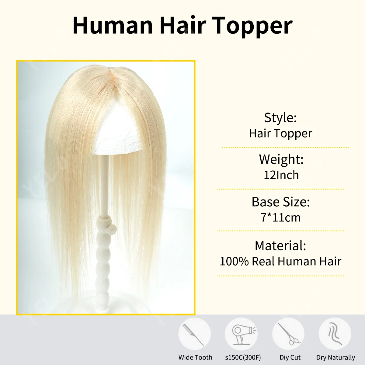 7*11Cm Injection Pu Base Topper With 3 Clips In Straight Virgin Human Hair 25Cm Human Hair Topeers For Women Hairpieces