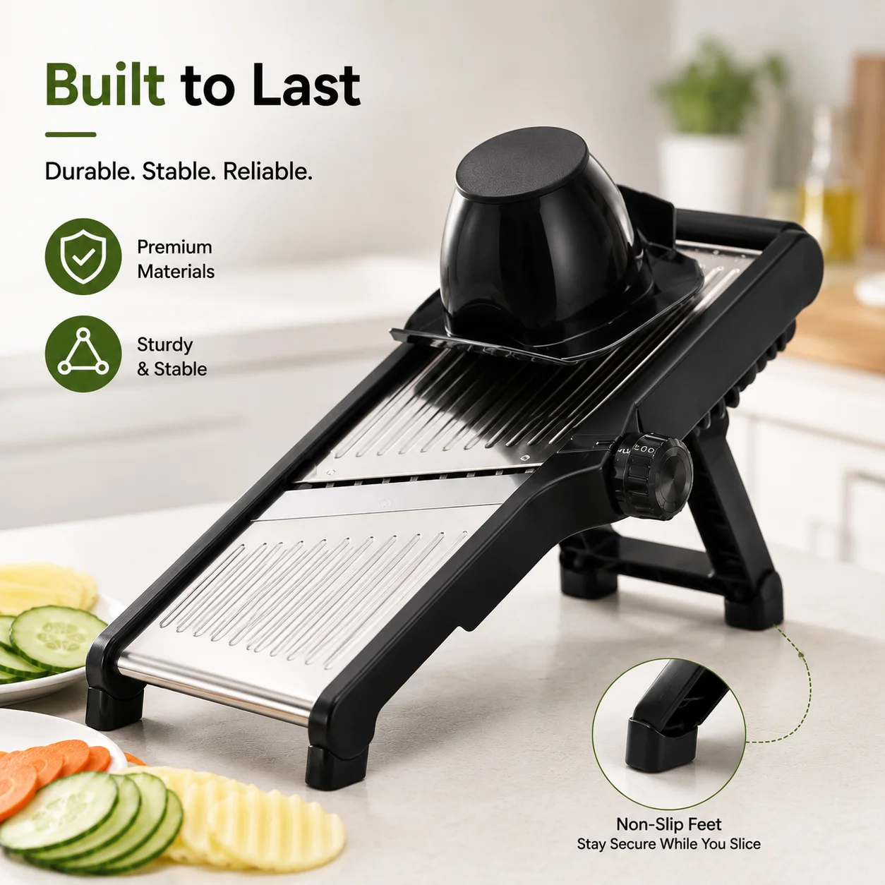 Adjustable Mandoline Slicer Vegetable Cutter, Multifunctional Food Slicer with Julienne & Grater Blades, Potato Cucumber Carrot Slicer Kitchen Tool