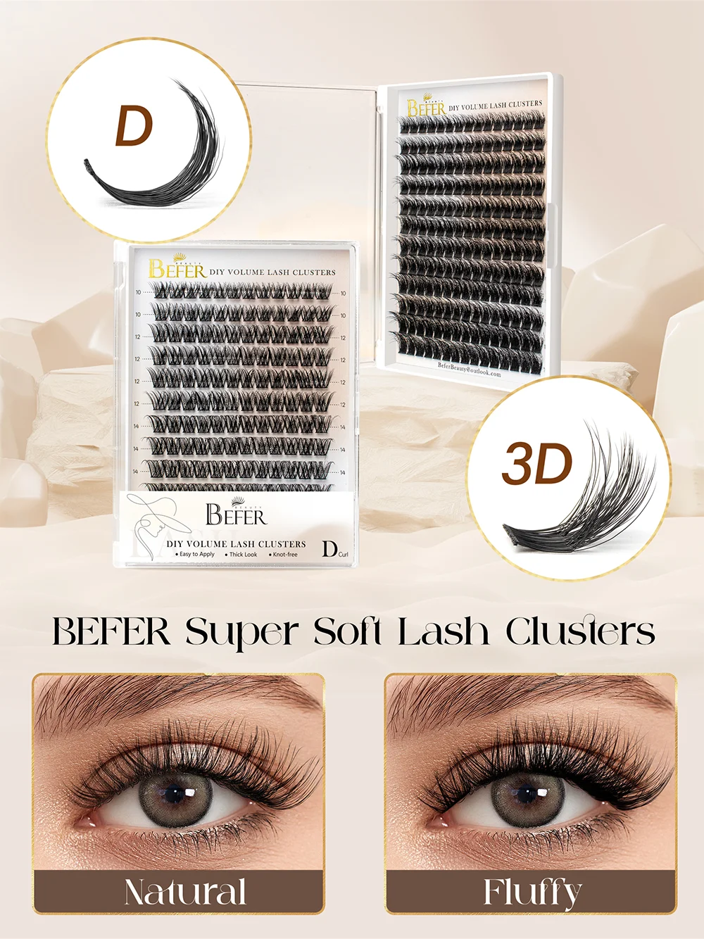 Befer DIY Wimpern-Cluster Flauschige Künstliche Wimpern D-Curl Volumen-Cluster Wimpernverlängerung Weiche Einzelwimpern Lieferant Make-up – Detail 2