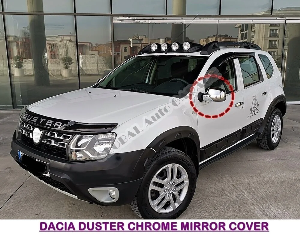 For DACIA DUSTER CHROME  Mirror Cover 2010- 2020 Glossy Piano Black 2 Pieces Wing Car Styling  Accessory Universal Spoiler