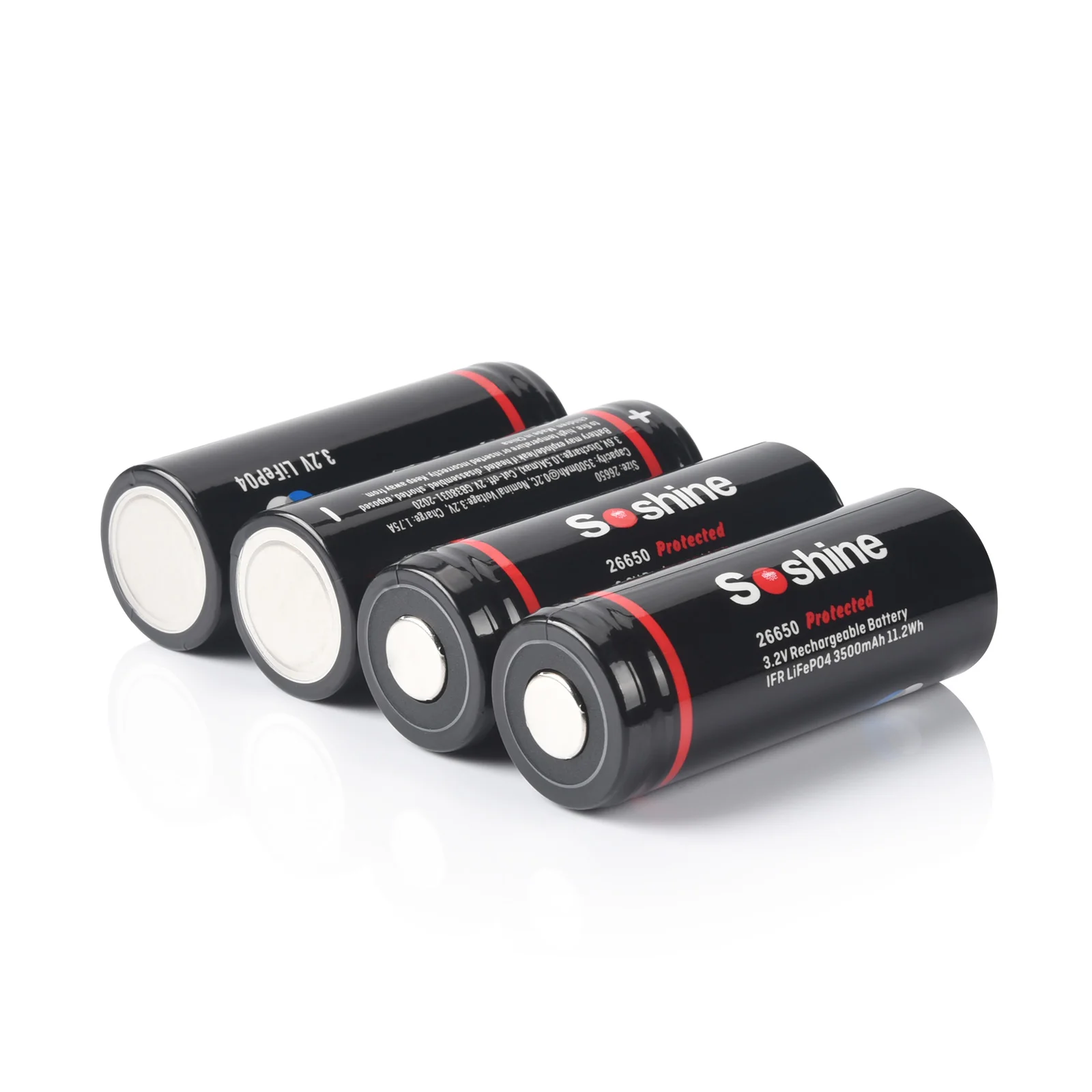 Soshine 26650 3500mAh LiFePO4 Battery with Protected 3.2V 3500mAh Rechargeable Batteries 1500 Cycles for Electric Toy Flashlight