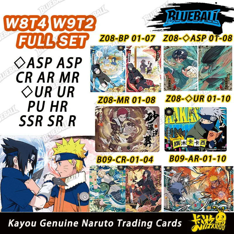 Kayou Naruto Original T4W8 T2W9 Serie ASP CR AR MR UR PU HR Komplettes Set Kakashi Gaara Sasuke Seltene Sammelkarten Kinderspielzeug Geschenk