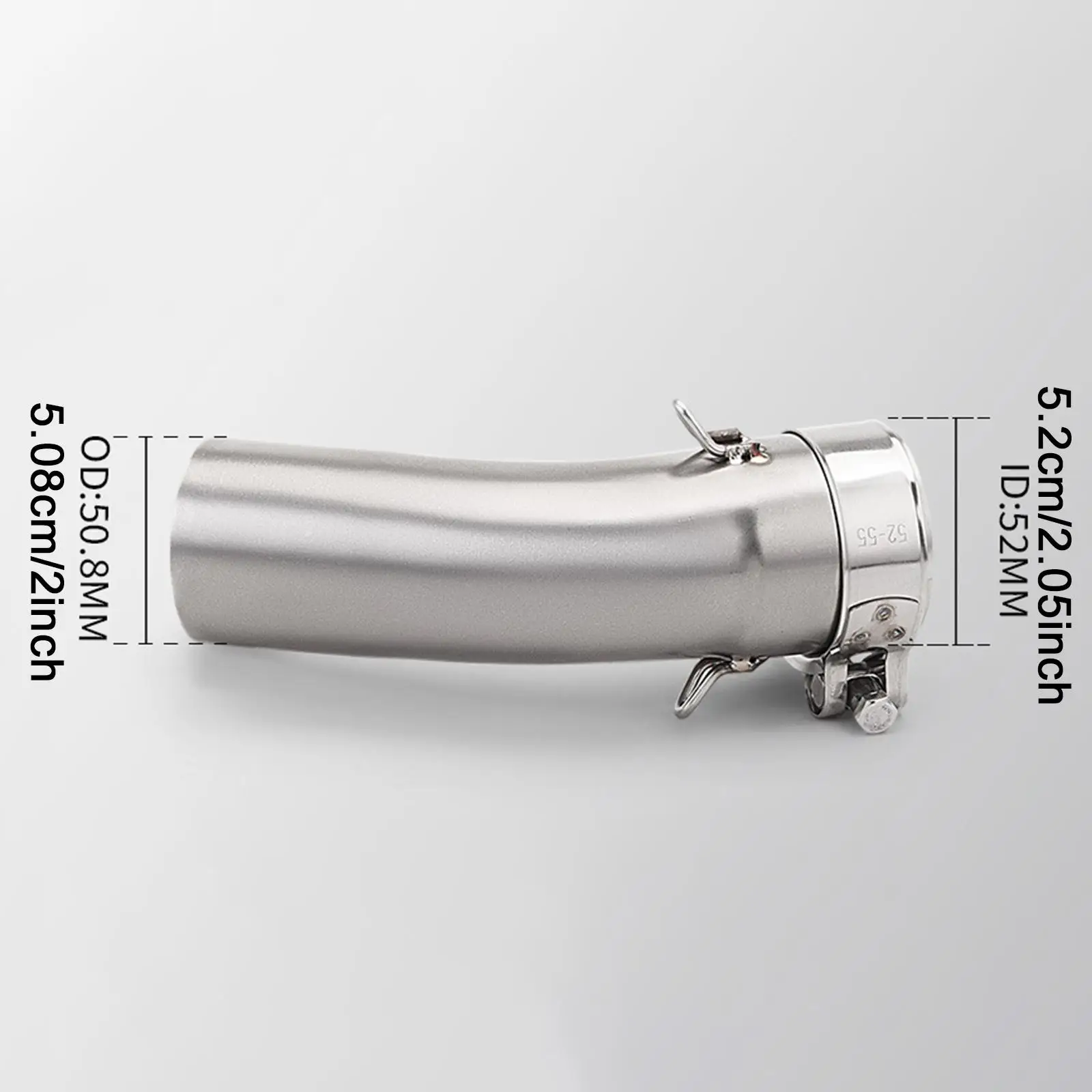 Adaptador de silenciador de escape, tubo de conexão, acessórios de motocicleta, tubo médio de silenciador, tubo de escape médio de aço inoxidável, diâmetro 52mm
