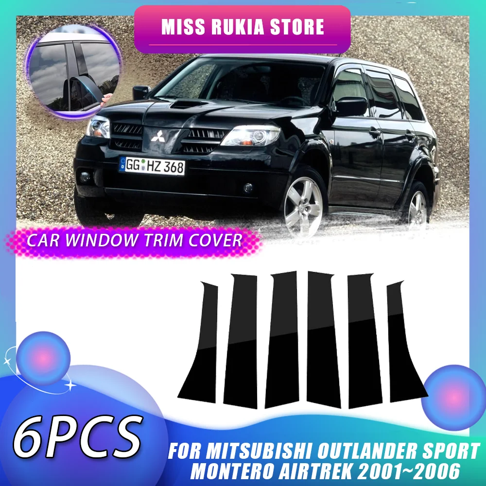 Window Trim Cover for Mitsubishi Outlander Sport Montero Airtrek 2001~2006 Carbon Fiber Door Pillar Posts Sticker Accessories