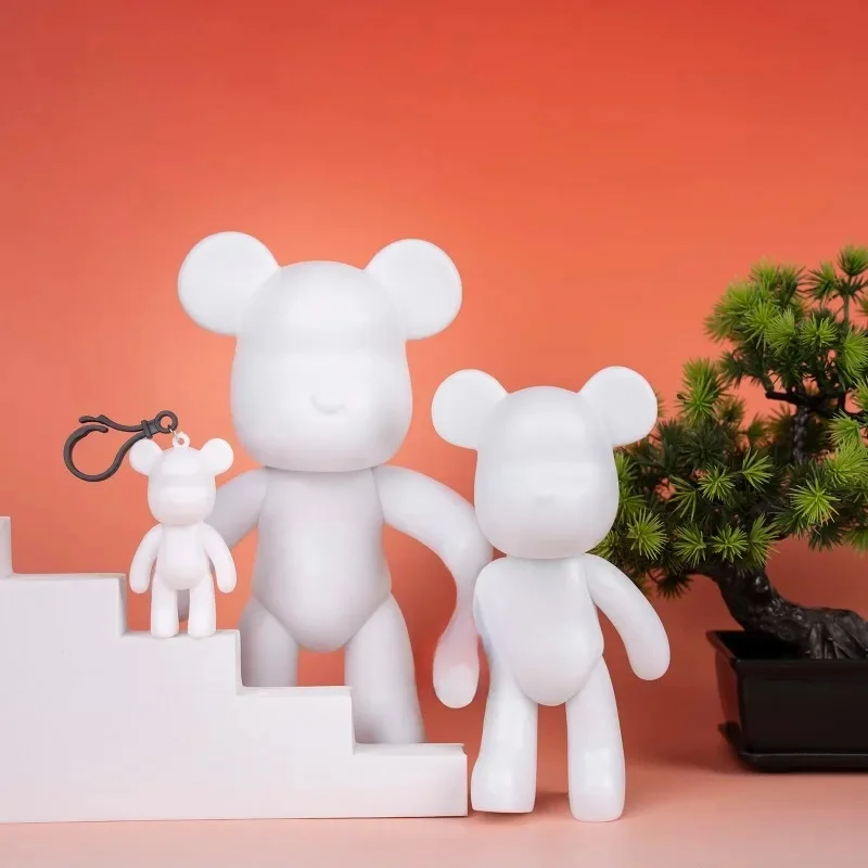 Sculpture d'ours fluide à faire soi-même, peinture faite à la main, Figurine d'ours Cool, Animal, moule blanc, Graffiti, accessoires d'art, décoration de la maison