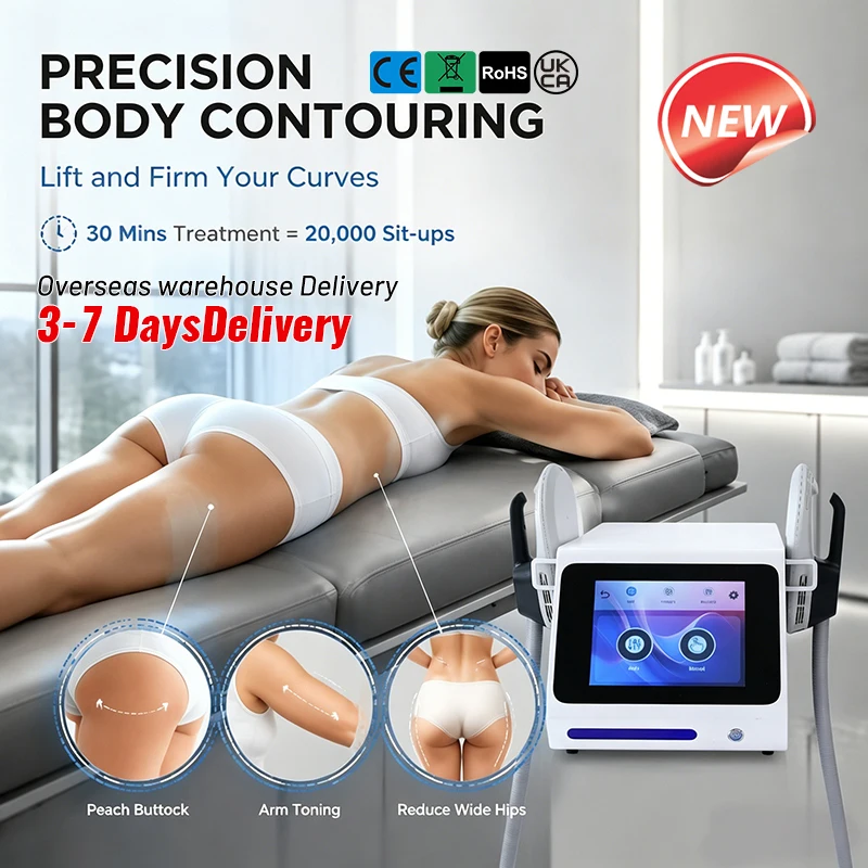 Mecavie Professional 6500W Hi-EMT Body Sculpting Equipment, Dual Handles EMS Muscle Building Fat Burning Slimming Machine