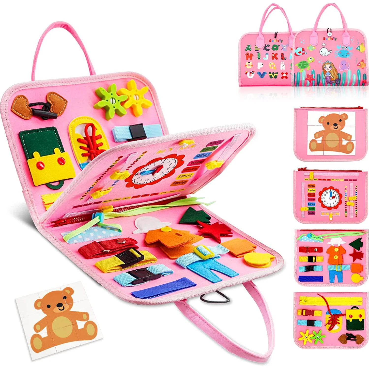 Placa ocupada montessori para crianças, brinquedos sensoriais para autismo, habilidades motoras para atividades educacionais, brinquedos de aprendizagem de habilidades de vida para crianças