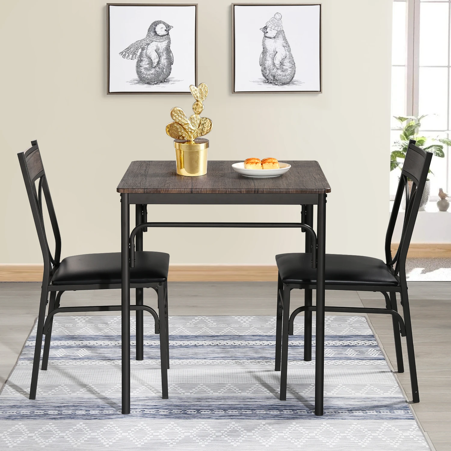 VECELO Dining Table Set for Home Kitchen Breakfast Nook Modern Dining Table Set for Home Kitchen Dining Room