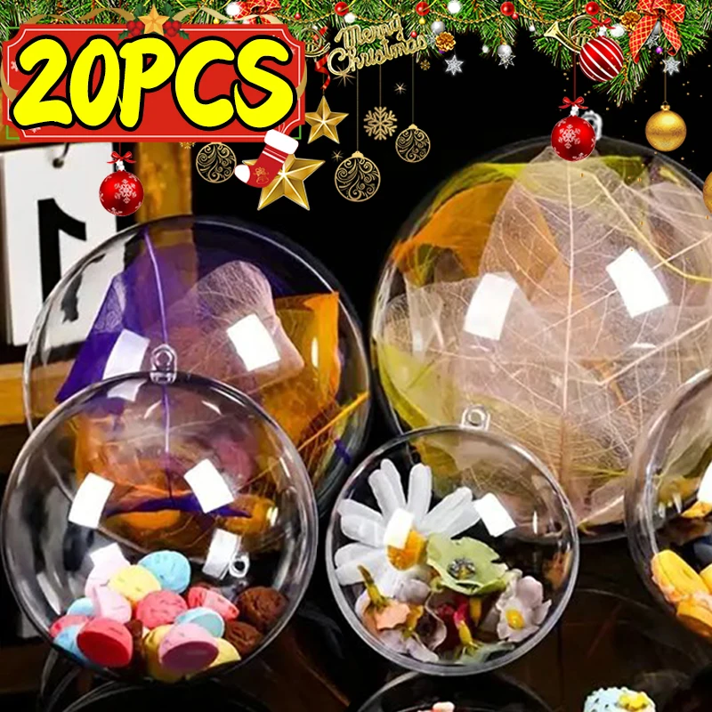 

5-10 см рождественские прозрачные шары полые DIY пластиковые заполняемые безделушки рождественская елка подвесные украшения домашняя вечеринка подарки коробка декор