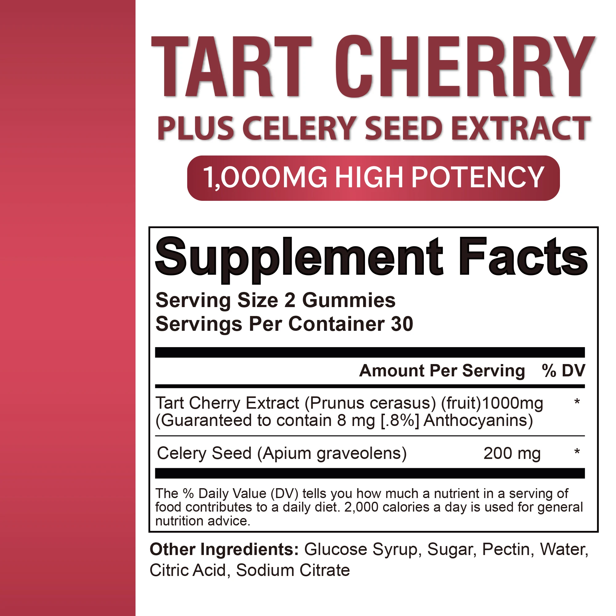 Tart Cherry & Celery Seed - Powerful Uric Acid Cleanser, Relieve Joint Discomfort, Promote Sleep and Muscle Recovery- 60 Gummies