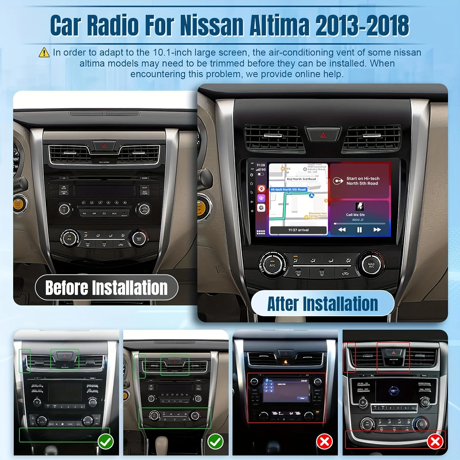 10.1 بوصة ستيريو سيارة لاسلكي لنيسان ألتيما 2013 2014 2015 2016 2017 2018 دعم CarPlay أندرويد السيارات ، 2G + 32G HD لمس