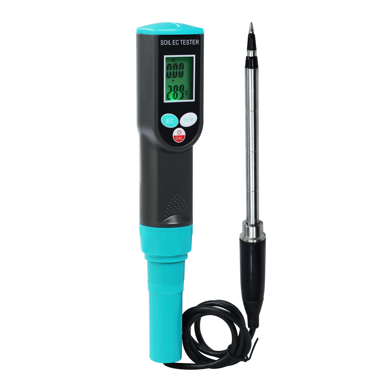 

Digital EC/Temp Soil Tester 0～4.00mS/cm Conductivity Meter Waterproof Sensor Earth Analyzer with ATC Planting Garden Outdoor