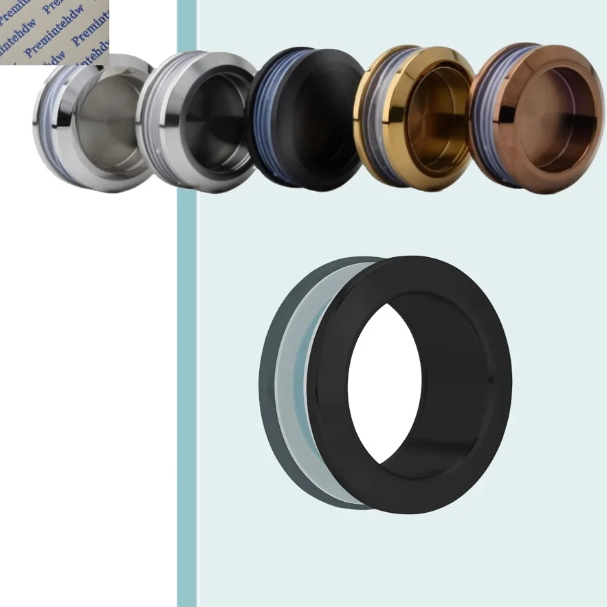 1Piece 304 Stainless Steel Round Hollow Finger Pull Back-to-Back For Sliding Glass Door Shower Enclosure