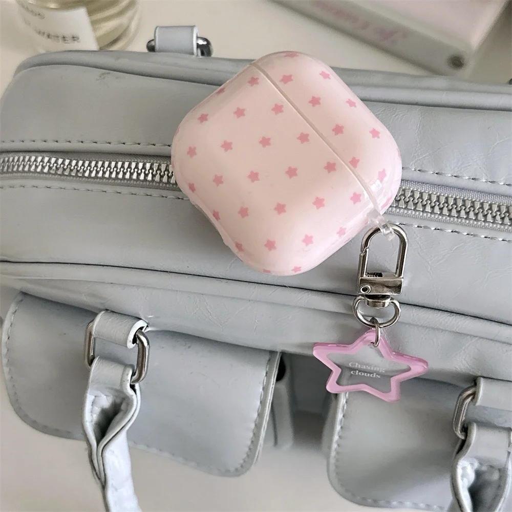 

Cute Star Pink Headphone Case Protective Cover for Airpods Pro 3 Pro 2 Airpods 4 3 2 Cover with Ring Earphone Charging Case Fund