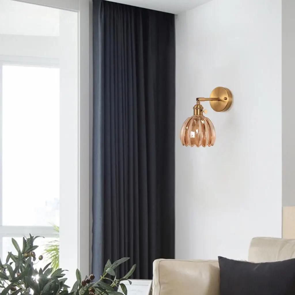 

Стеклянный настенный светильник, винтажный зеленый тюльпан, бра, современная простая гостиная, спальня, прихожая, ресторан, интерьер, декоративная проводка E27